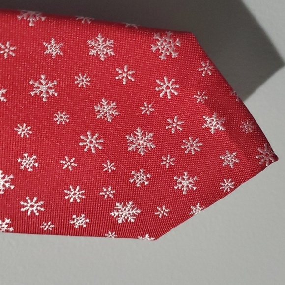 Bespoke accessory men's tie size one size holiday red snowflake snowflakes - Picture 2 of 11